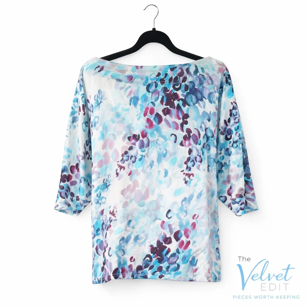 St. John Silk Watercolor Blouse – Size S – 3/4 Sleeve - Picture 2 of 3